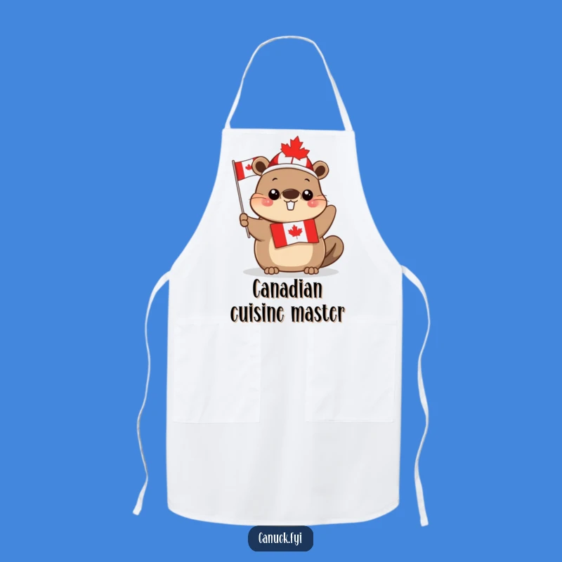 Funny Canadian Beaver Apron: Chef Beaver Flag Kitchen Gift