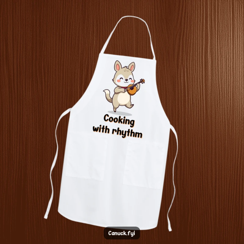 Funny animal fiddle jig apron, bringing musical fun and humor to the kitchen.
