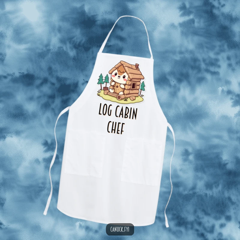 Funny Apron: Stylized animal hilariously attempts to build a miniature log cabin, protecting you with quirky style.