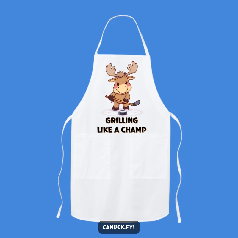 Funny Hockey Moose Apron: Kitchen Puck Tap Chef Gift
