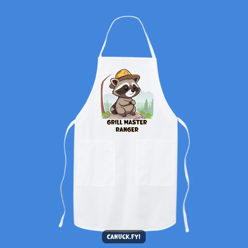 Funny Park Ranger Raccoon Apron - Kitchen Funny Gift for Outdoor Chefs
