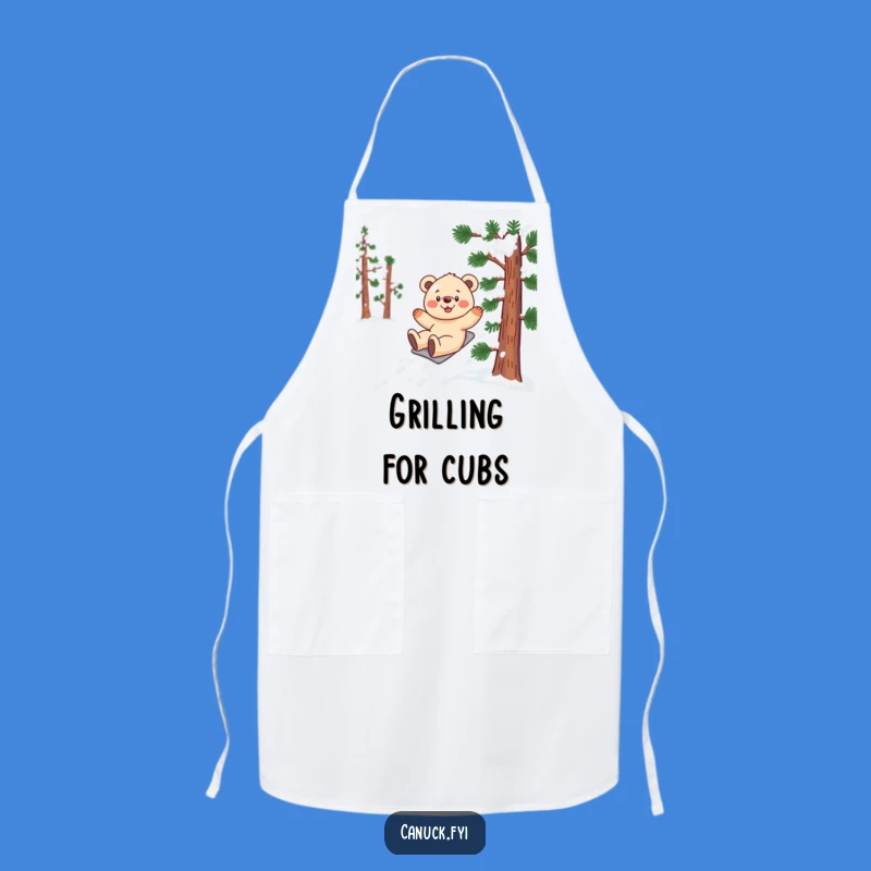 Funny Bear Cub Snow Apron: Cook with Winter Cheer