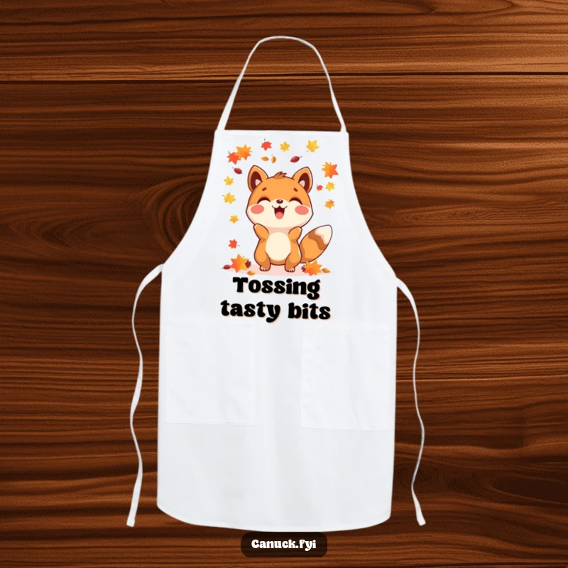 Funny happy animal maple seed apron, bringing cheerful autumn fun to the kitchen.