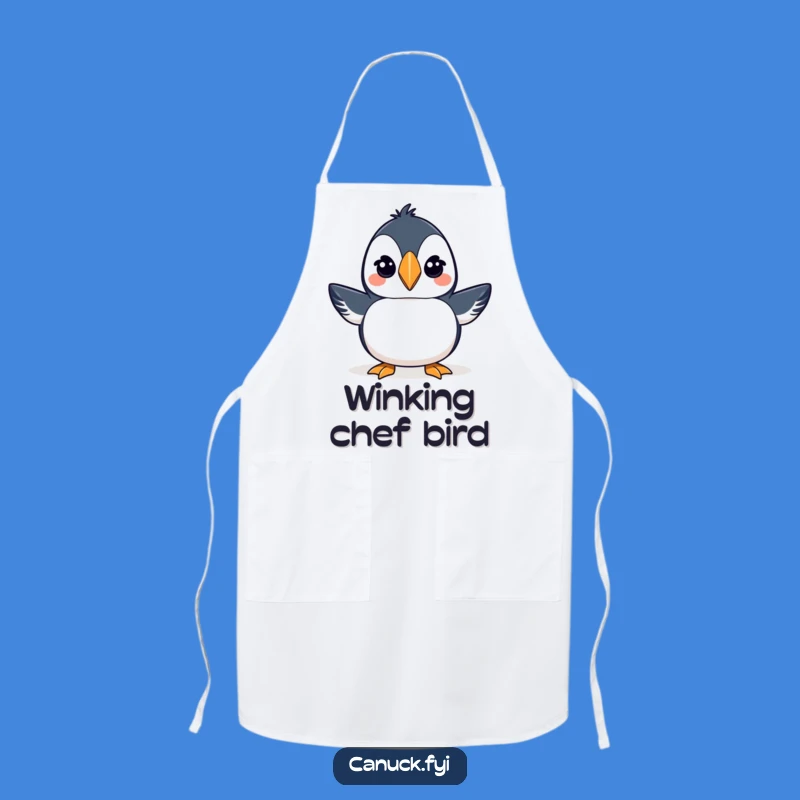 Funny Puffin Toque Apron - Winking Bird Kitchen Wear for Coastal Cooks