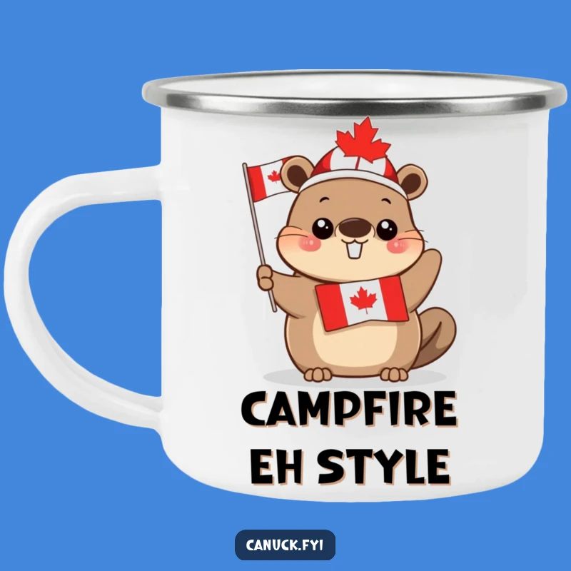 Funny Canadian Beaver Camping Mug: Outdoor Flag Cup Gift