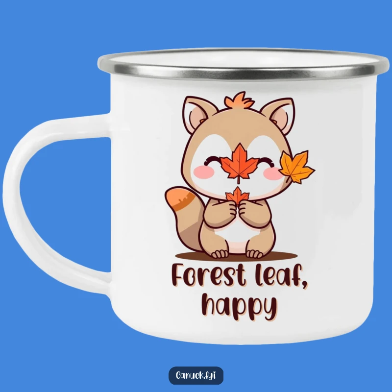 Funny Maple Leaf Camping Mug: Animal Character, Outdoor Canada Gift