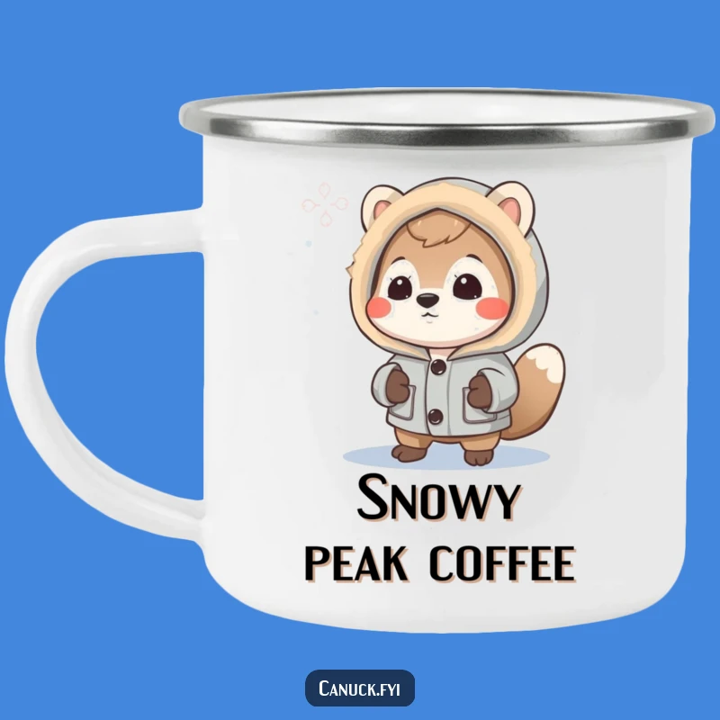 Funny Animal Camping Mug: Winter Parka Explorer, Snowflake Wonder