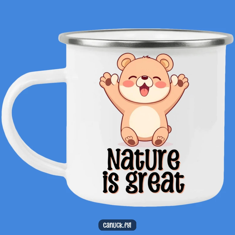 Funny Bear Cheer Camping Mug - Happy Paws Up, Adventure Gift