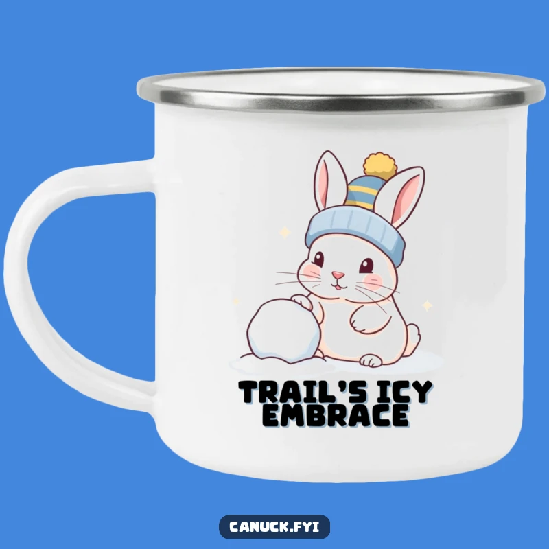 Funny Curious Rabbit Snowball Camping Mug, Playful Nudge Perfect Outdoor Gift