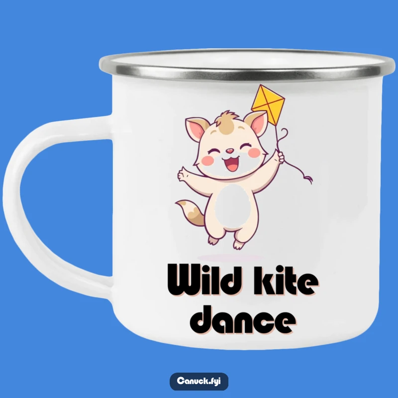 Funny Dancing Animal Kite Camping Mug: Joyful Smile Enamel Cup, Outdoor Fun Gift