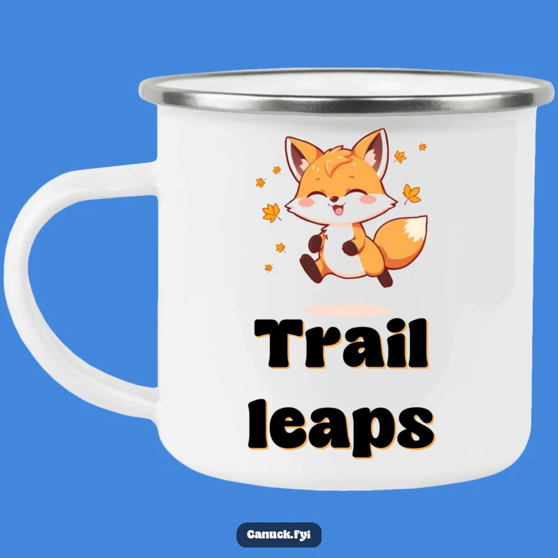 Funny Fox Camping Mug: Joyful Maple Leaf Leap - Outdoor Gift