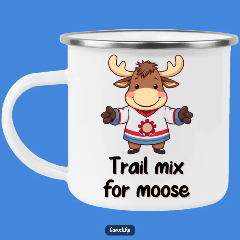 Funny Moose Camping Mug - Hilarious Hockey Jersey Adventure Cup