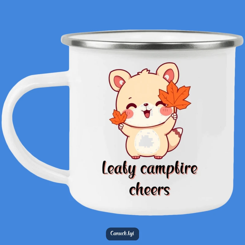 Funny Cute Animal Camping Mug - Maple Leaf Waving Trailside Cheer