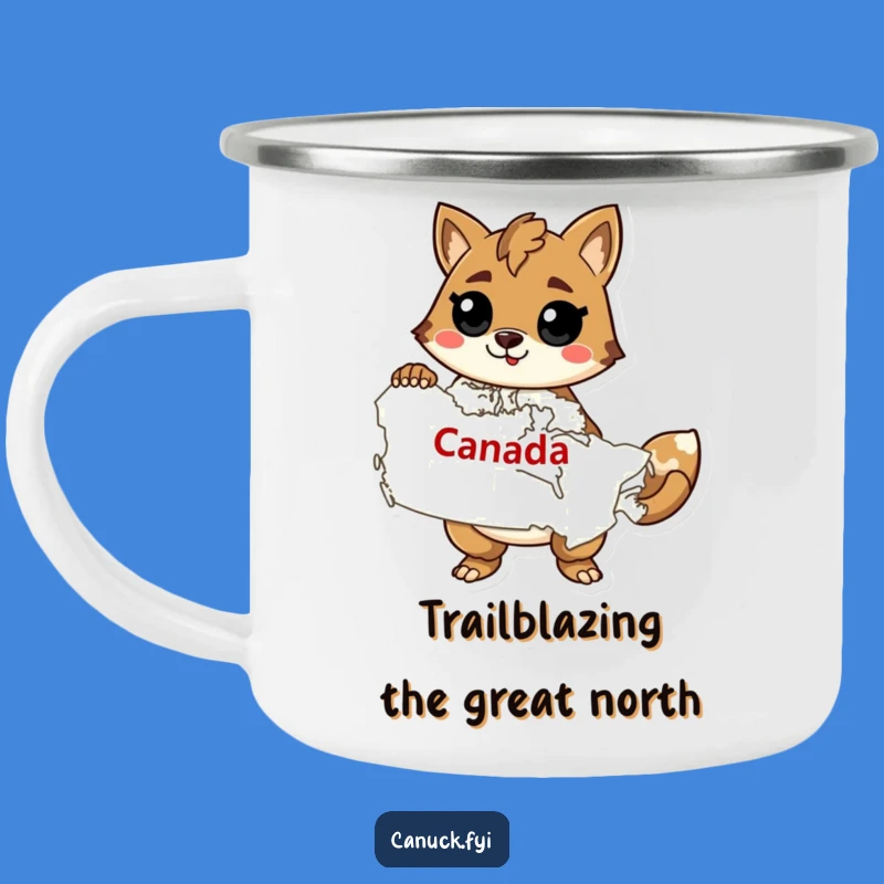 Funny Canada Enamel Mug: Confident Animal Explorer - Outdoor Adventure Gift