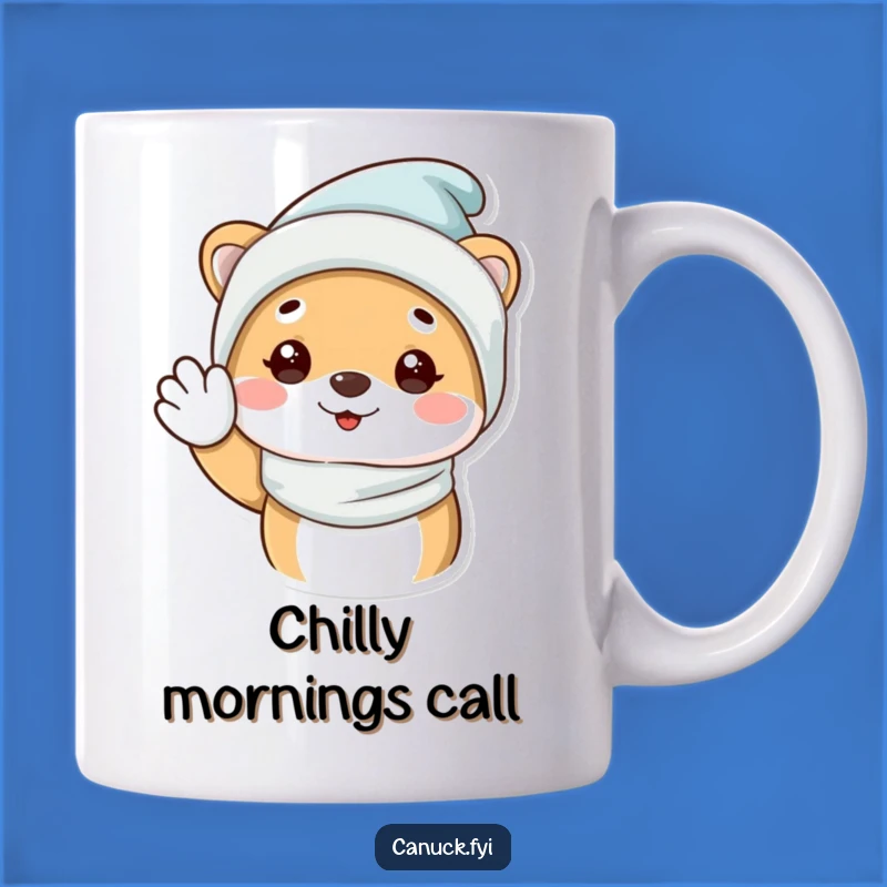 Funny Winter Animal Mug: Cozy Hat Wave, Perfect Cheerful Gift!