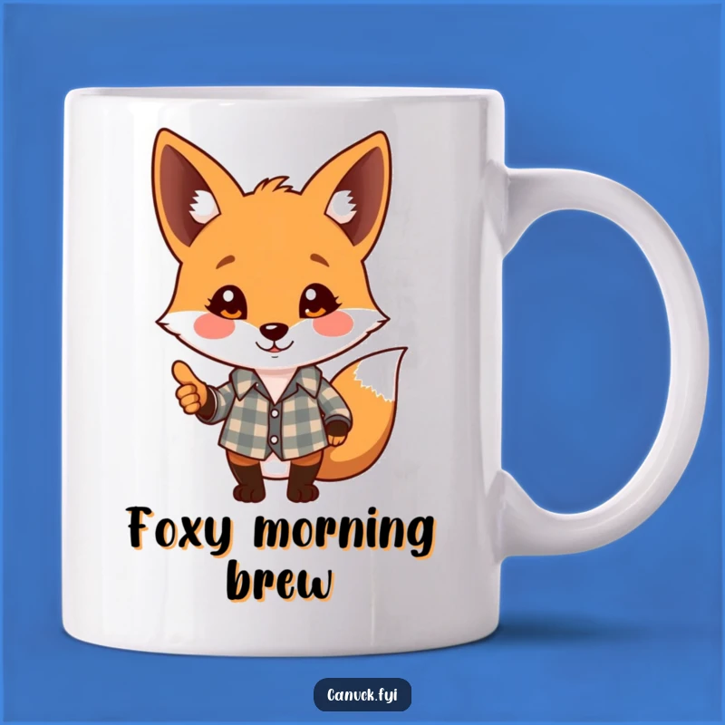 Funny Fox Friend Mug - Playful Plaid Pal, Cozy Gift for Animal Lovers