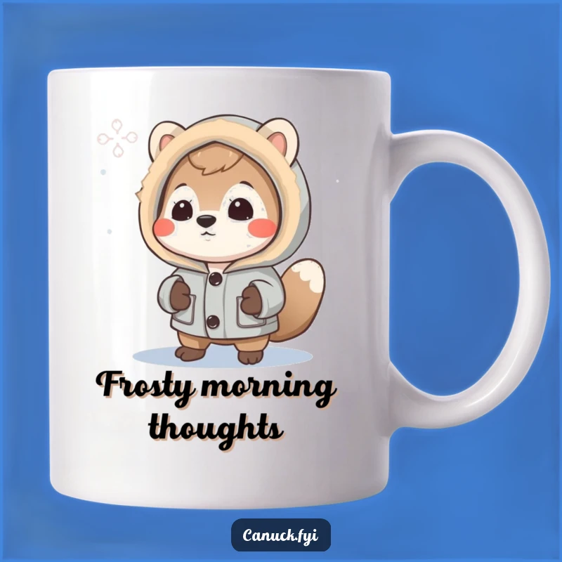 Funny Animal Winter Mug: Curious Parka Wearer Studying Snowflakes Gift