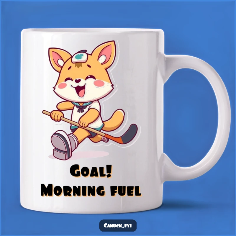 Funny Animal Hockey Mug: Joyful Puck Kicker Gift for Sporty Enthusiasts