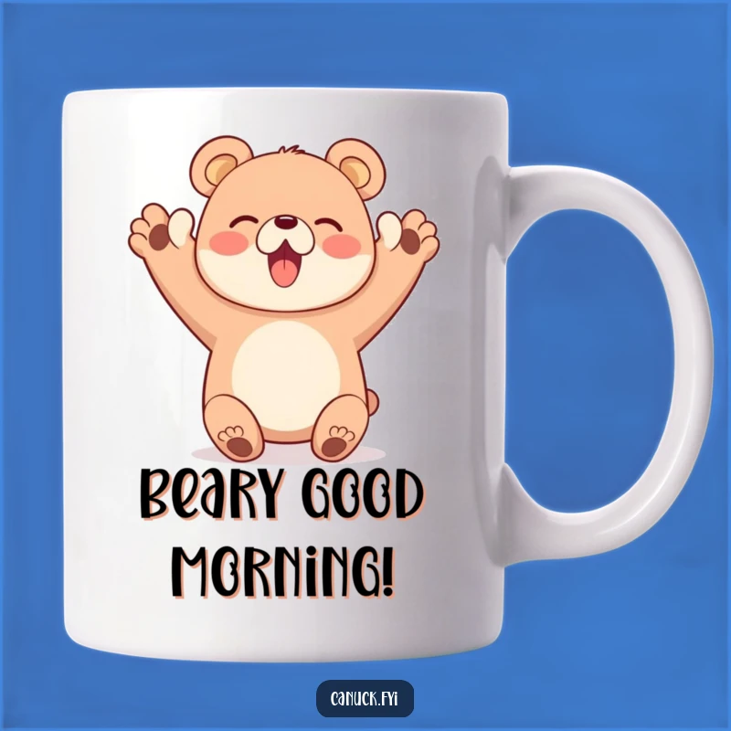 Funny Bear Cheer Mug - Happy Paws Up, Enthusiastic Gift for Fans