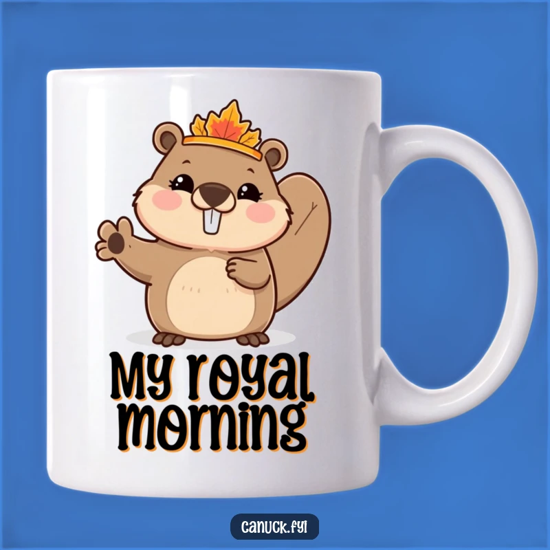Funny Beaver Mug: Maple Leaf Crown King - Cute Canadian Gift