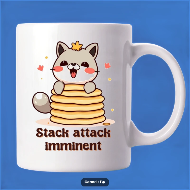 Funny Canadian Animal Pancake Mug - Balancing Breakfast Humor Gift