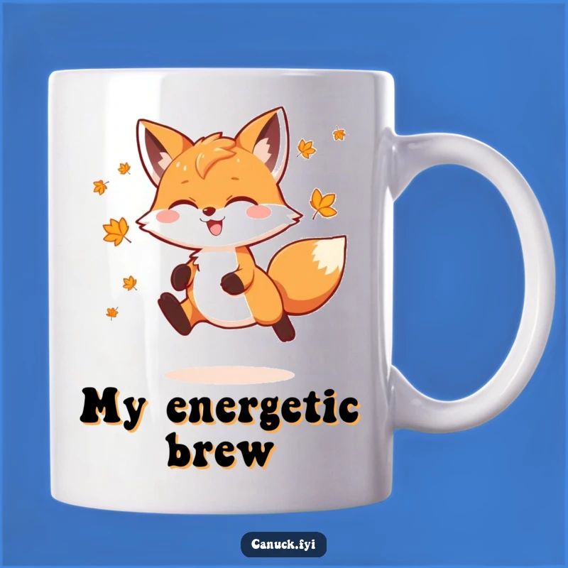 Funny Fox Mug: Joyful Maple Leaf Leap - Playful Autumn Gift