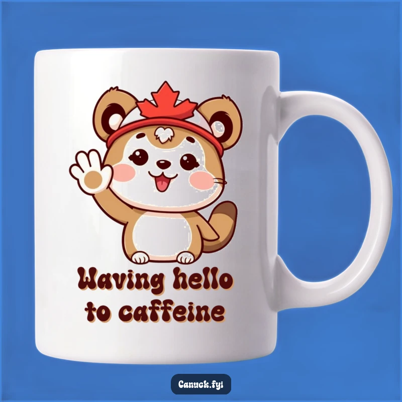 Funny Maple Leaf Animal Mug: Enthusiastic Welcome with Cute Cartoon Charm