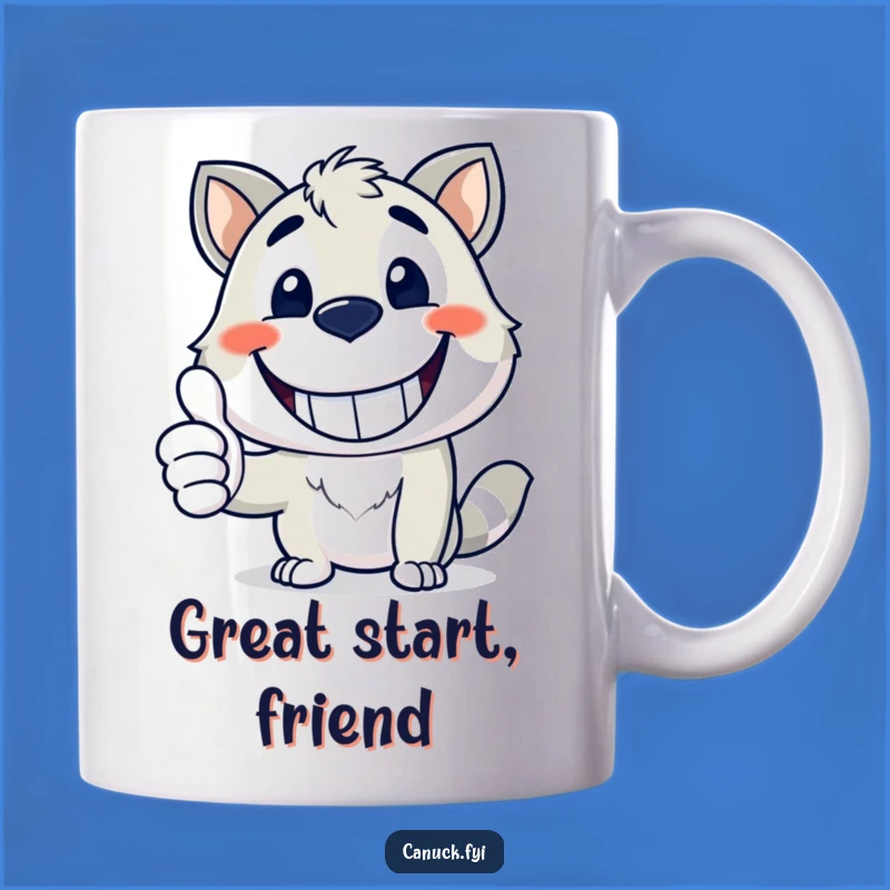 Funny Mascot Mug - Happy Grin Thumbs Up, Positive Vibes Gift