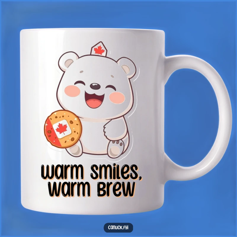 Funny Polar Bear Mug: Canadian Cookie Offer, Hearty Laugh, Perfect Gift for Canadians