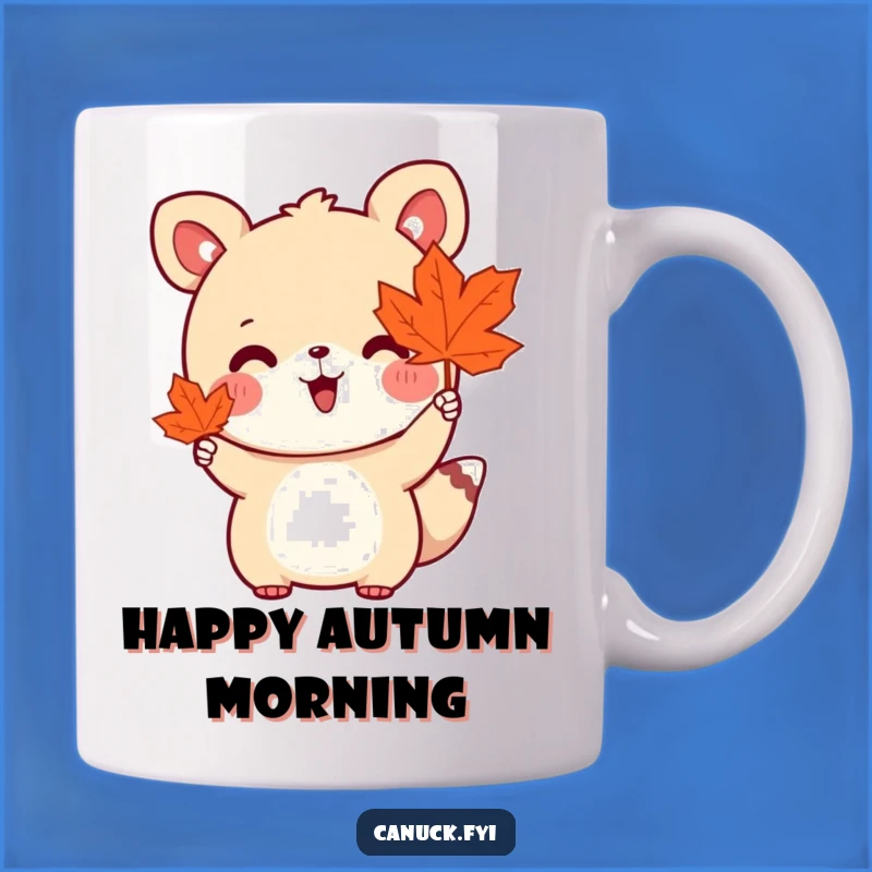 Funny Cute Animal Maple Leaf Mug - Enthusiastic Waving Friend Gift