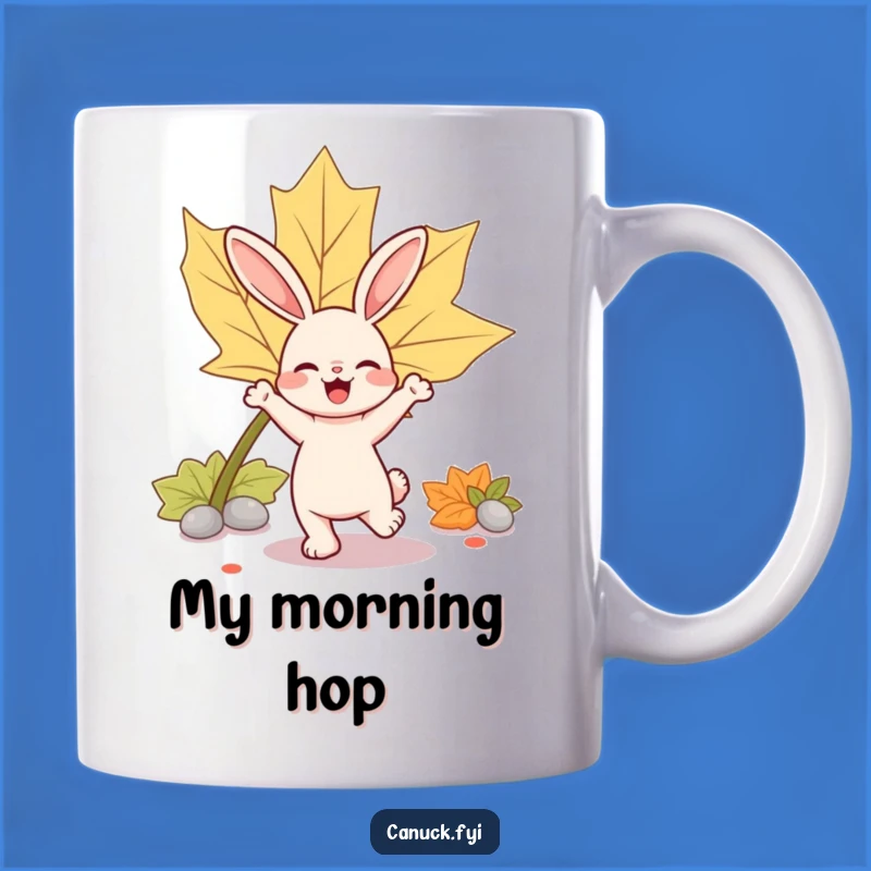 Funny Rabbit Maple Leaf Mug: Bouncy Dance Joy Gift