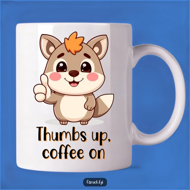 Funny Canadian Animal Thumbs Up Mug - Cheerful Positive Greeting Gift Idea
