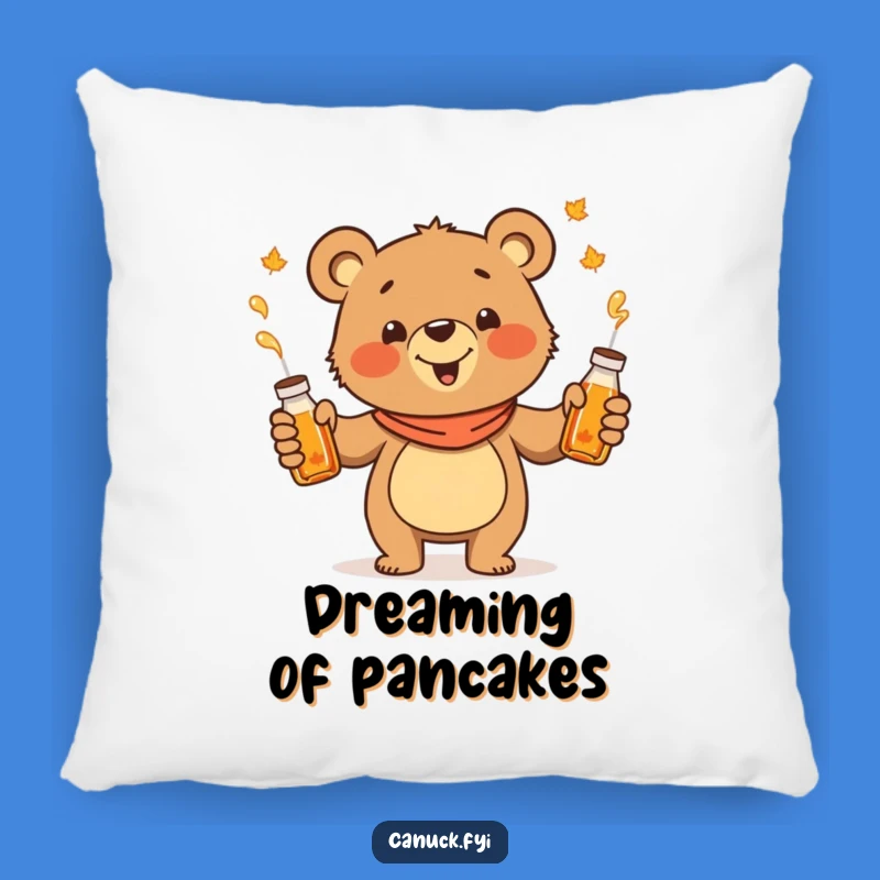 Funny Juggling Bear Pillow: Soft Maple Syrup Cartoon Accent Gift