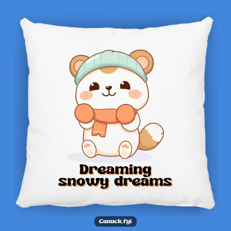 Funny Accent Pillow: Happy Snow Catcher Animal - Cozy Comfy Winter Gift