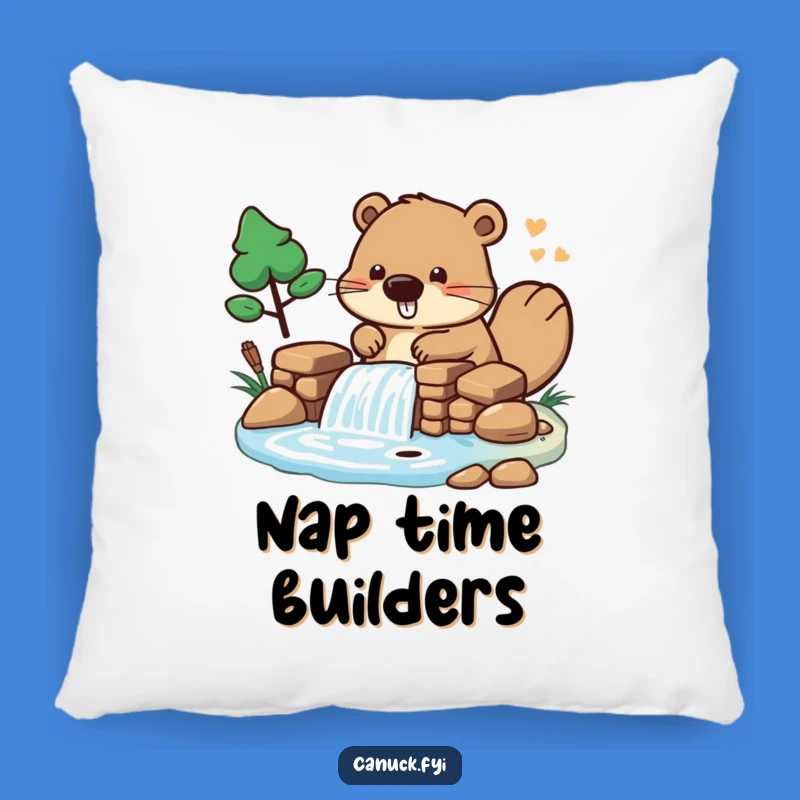 Funny Beaver Dam Builder Pillow: Snuggle Up with a Busy Builder!