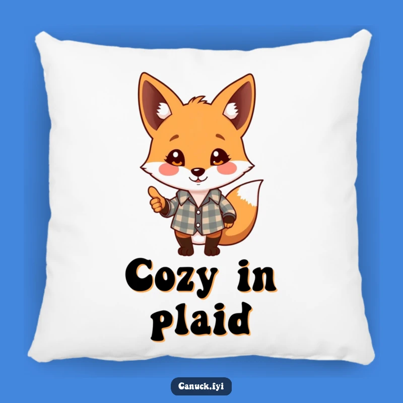 Funny Fox Pillow - Cozy Plaid Pal, Decorative Comfort Gift