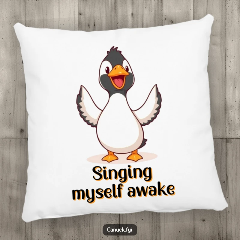 Funny Pillow: A soft pillow featuring a loon joyfully calling, bringing a touch of humor and comfort to your home.