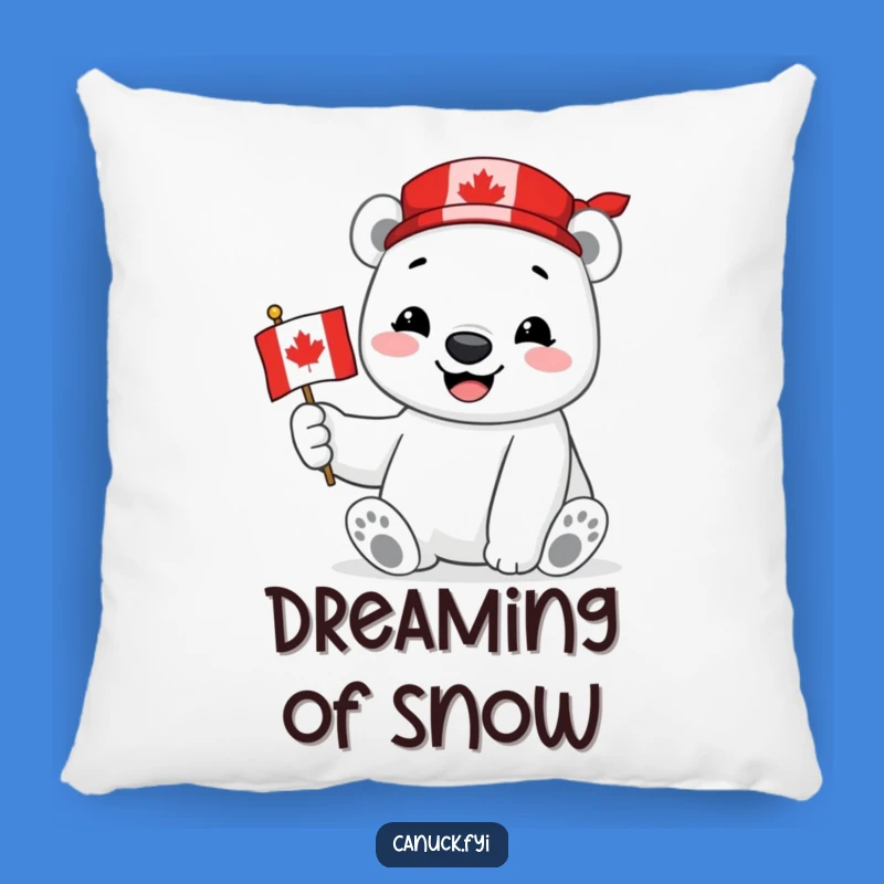 Funny Polar Bear Pillow: Canadian Flag Proud - Cozy Patriotic Gift