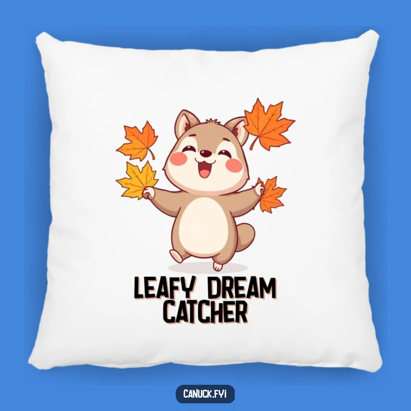 Funny Joyful Juggler Animal Pillow - Cozy Autumn Leaf Accent