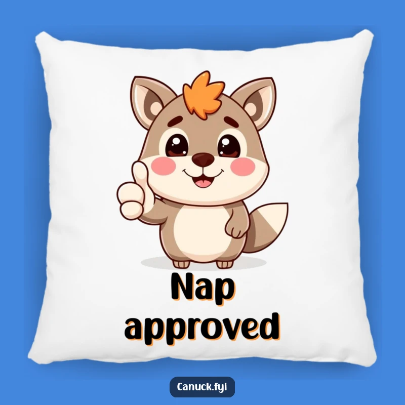 Funny Canadian Animal Grin Pillow - Cheerful Thumbs Up Comfort Gift