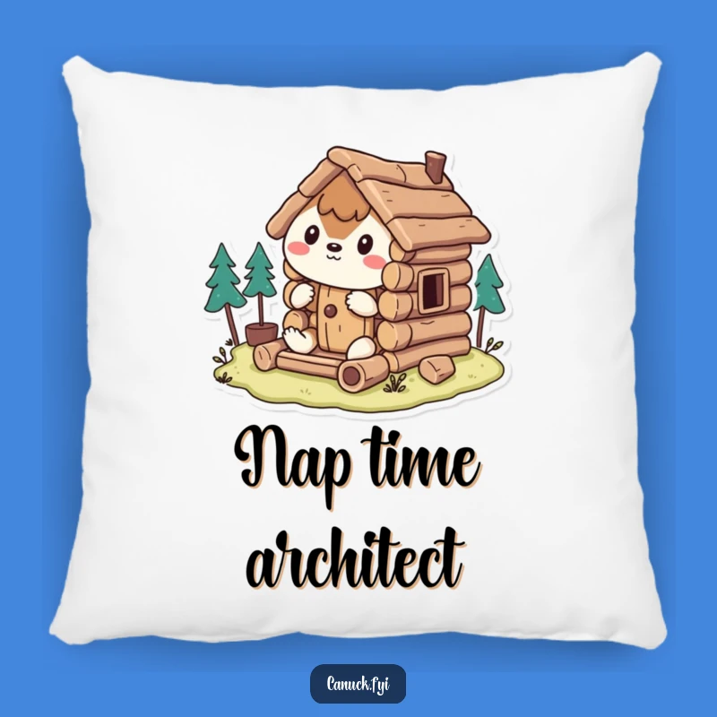 Cozy Funny Animal Pillow: Log Cabin Builder Edition, Soft and Hilarious Decor