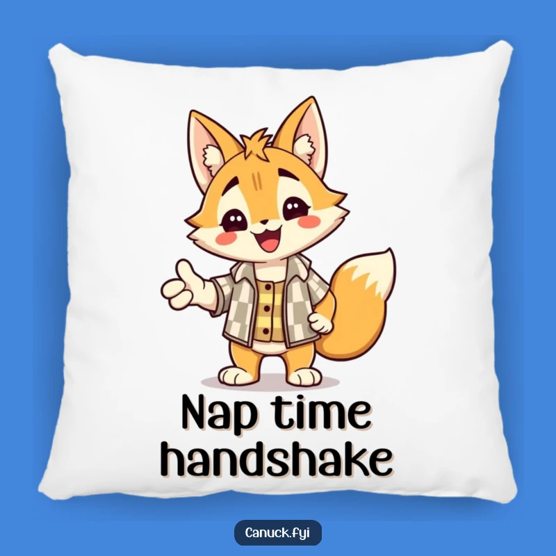 Funny Lynx Handshake Pillow - Checkered Shirt Accent for Cozy Comfort