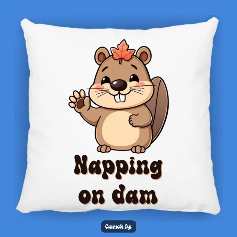 Comfy Funny Beaver Maple Leaf Pillow: Soft Hugs with Canadian Flair