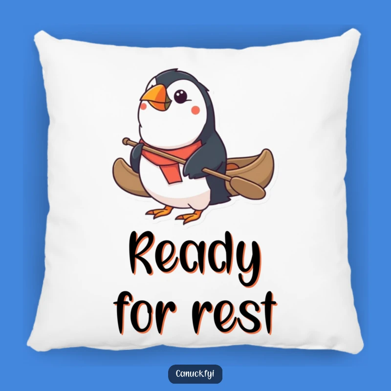 Funny Puffin Canoe Pillow - Cozy Determined Comfort Gift