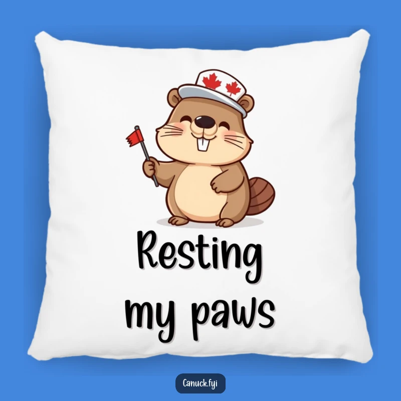 Funny Beaver Pillow: Maple Leaf Comfort, Waving Flag, Perfect Soft & Humorous Gift