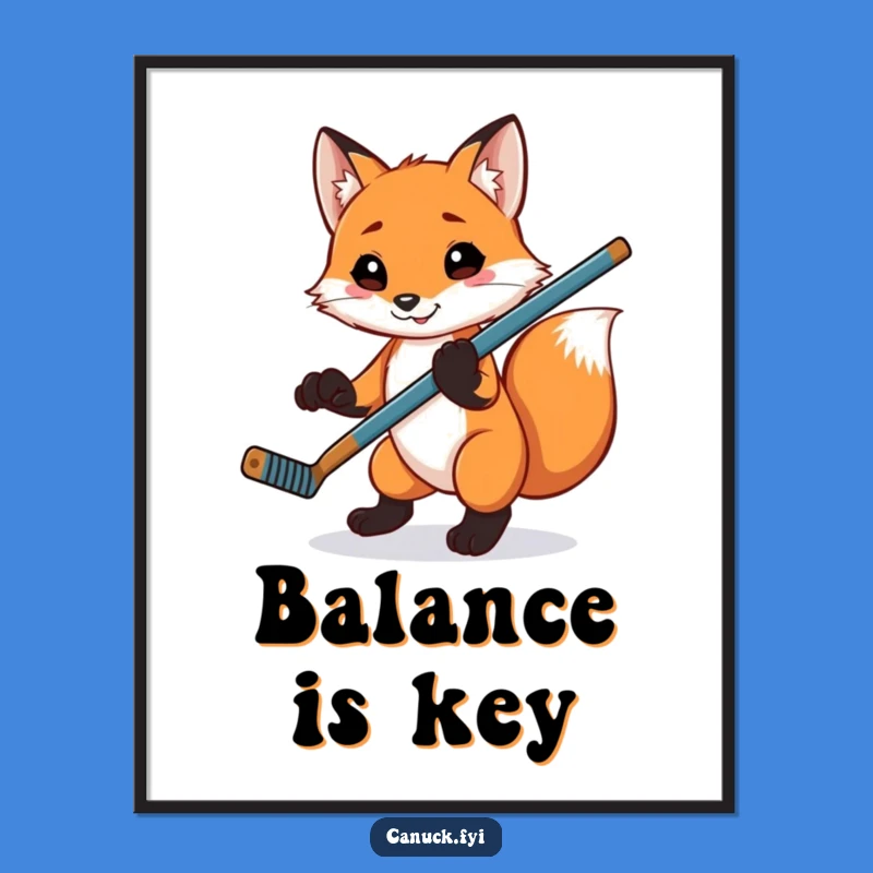 Funny Fox Hockey Digital Art: Playful Animal Printable for Sports Decor!