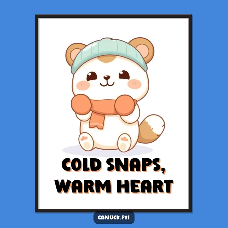 Funny Digital Art: Cheerful Snow Catcher Animal - Instant Winter Joy Decor