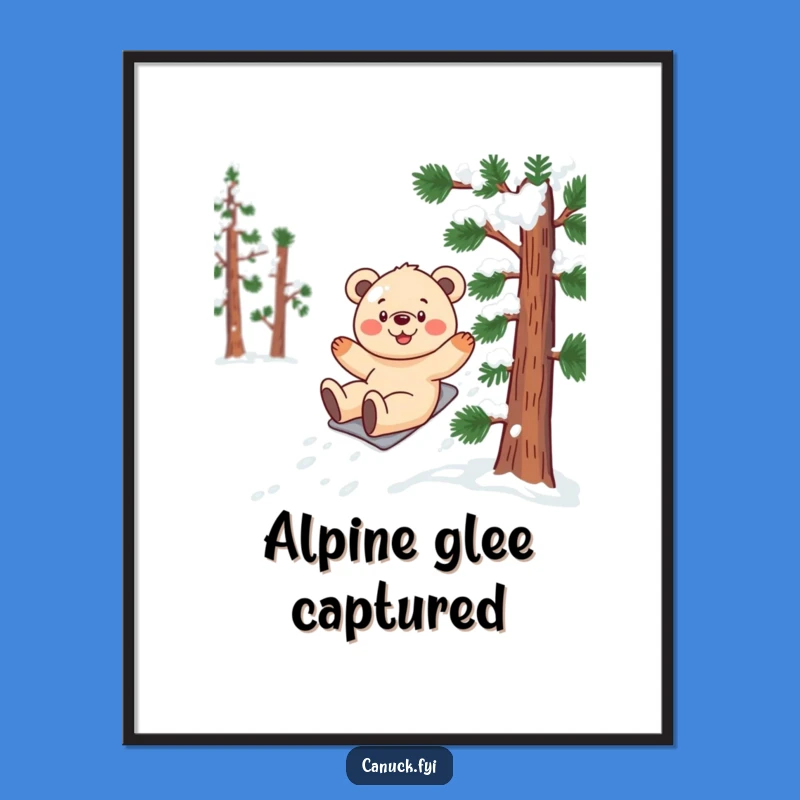 Funny Bear Cub Snow Digital Art: Instant Winter Joy