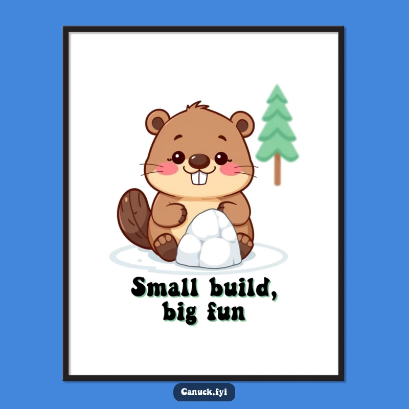 Funny Beaver Digital Art: Tiny Igloo Builder, Big Smile, Instant Humorous Gift