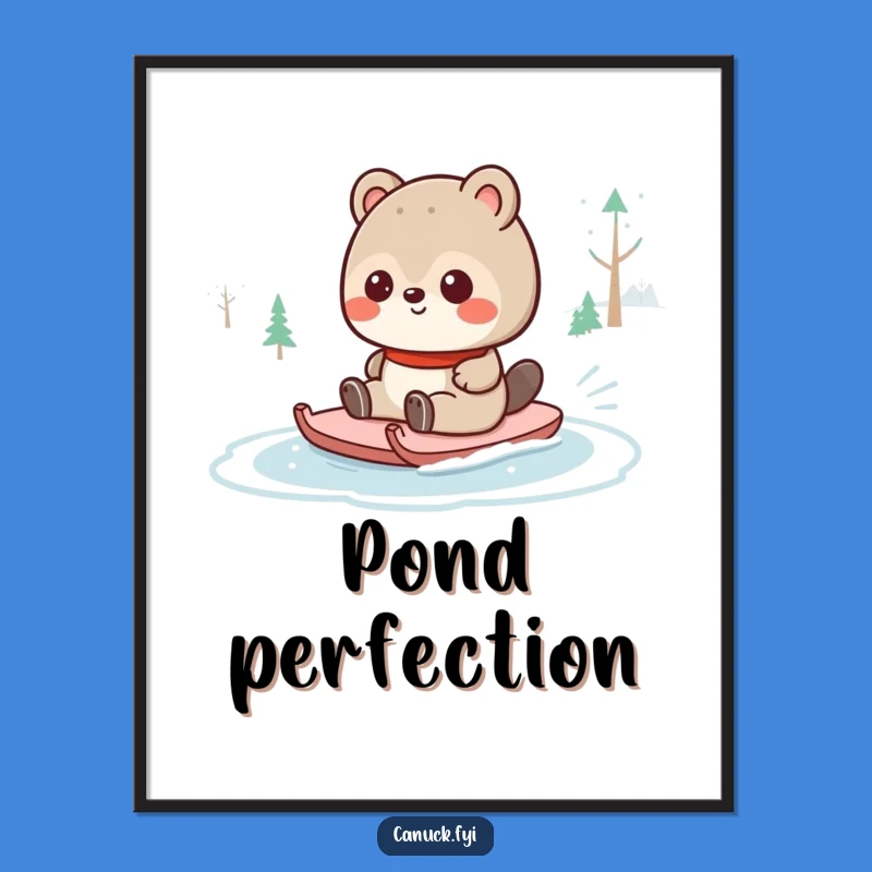 Funny Canadian Animal Sliding Digital Art - Hilarious Winter Decor Gift